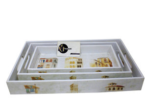 ชุดที่ให้บริการ MDF สามถาดสำหรับใช้ในบ้านสำนักงานหรือโรงแรมแบบอิตาลีทาสีเคลือบดีไซน์บ้านตามสั่งขนาดได้ - Product Image 4