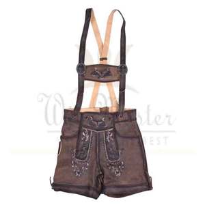 Traje Trachten Alemán de Cuero Genuino de la Mejor Calidad, Transpirable, Diseño 2 en 1 Unisex para Verano - Product Image 1