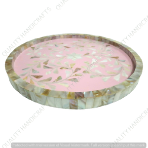 Bandejas de Servir Rosadas de Nácar, las Más Vendidas al por Mayor, Base de Madera con Certificación EPCH para Hoteles, Restaurantes, Utensilios de Cocina, Calidad India - Product Image 1