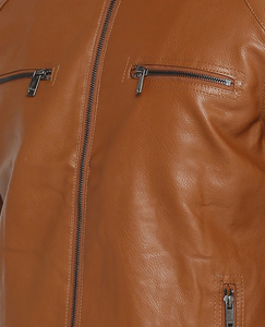 Men's <b>Stand</b> Collar Leather Windbreaker Jackets Waterproof Breathable Eco-Friendly Coated for Winter Outdoor/Casual/Street Wear - Product Image 3