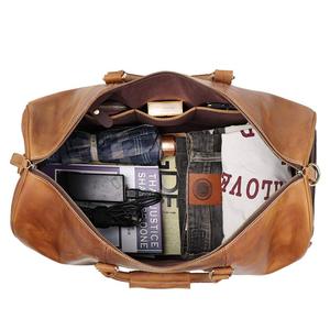 Sac de voyage en cuir marron de qualité supérieure, luxueux, avec un grand espace de rangement, une bandoulière réglable et une fabrication artisanale, à vendre - Product Image 5