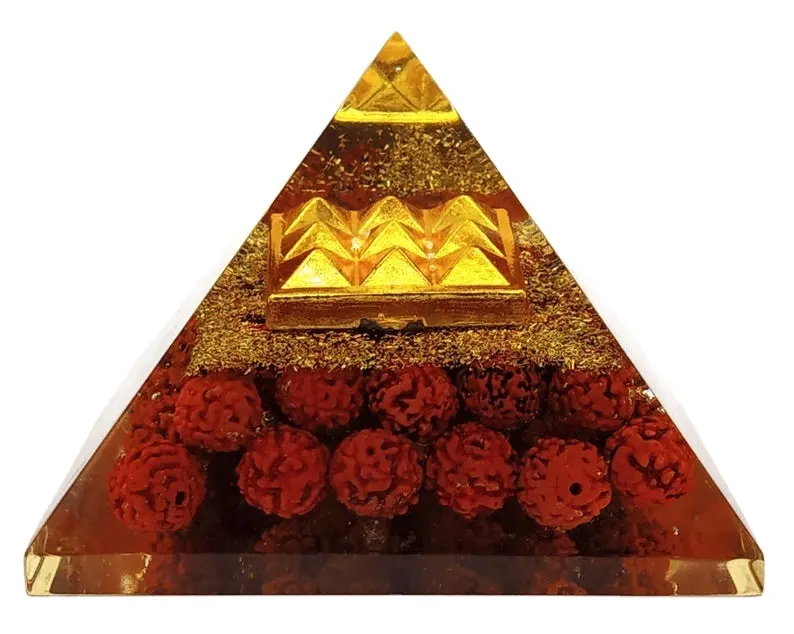 Pyramide Orgone de Rudraksha, 6mm, Protection, Orgonite en cristal, organique, décor catholique