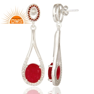 <b>Garnet</b> Red Aventurine Gemstone Drop Manufacturer India <b>Earring</b> 925 Sterling Silver Drop <b>Earrings</b> Jewelry Supplier - Product Image 3