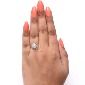 Anillo de Plata de Ley 925 sólida al por mayor, piedra lunar arcoíris natural, ajuste de bisel de piedra semipreciosa de corte ovalado hermoso para - Product Image 4
