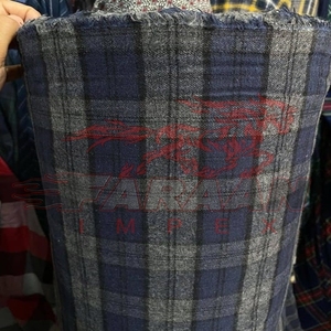 Tissu de flanelle teint en fil brossé, 100% coton, neuf, combinaison de flanelle douce et rétrécissement, gris - Product Image 2