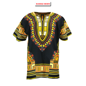 เสื้อดาชิกิแอฟริกันแท้ 100% ผ้าฝ้าย สีดำเหลือง ยี่ห้อ CRAFTSHUB ระบายอากาศได้ดี น้ำหนักเบา ใส่ได้ทั้งชายและหญิง สั่งซื้อได้ทั่วโลก - Product Image 1