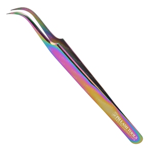 Multi Color Wide Curved Tip Tweezer for Eyelash Extensions Private Label, New Arrival Eyelash Extension Curved Tip Tweezer - Product Image 2