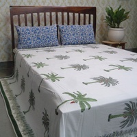Couette réversible toutes saisons en coton 100% imprimée à la main motif palmier indien, taille Queen, pour climatisation, en promotion au meilleur prix