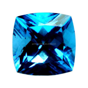พลอยบลูโทแพซสวิสธรรมชาติสำหรับทำเครื่องประดับ ขนาดมาตรฐาน ทรงคุชชั่น ทรงเหลี่ยมเจียระไน พลอยบลูโทแพซสวิส - Product Image 1