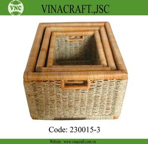 New Model Natural Seagrass Storage <b>Basket</b> Woven <b>Wicker</b> with Steel Frame for Clothing <b>Laundry</b> Sustainable and Boxed for Stocked - Product Image 4