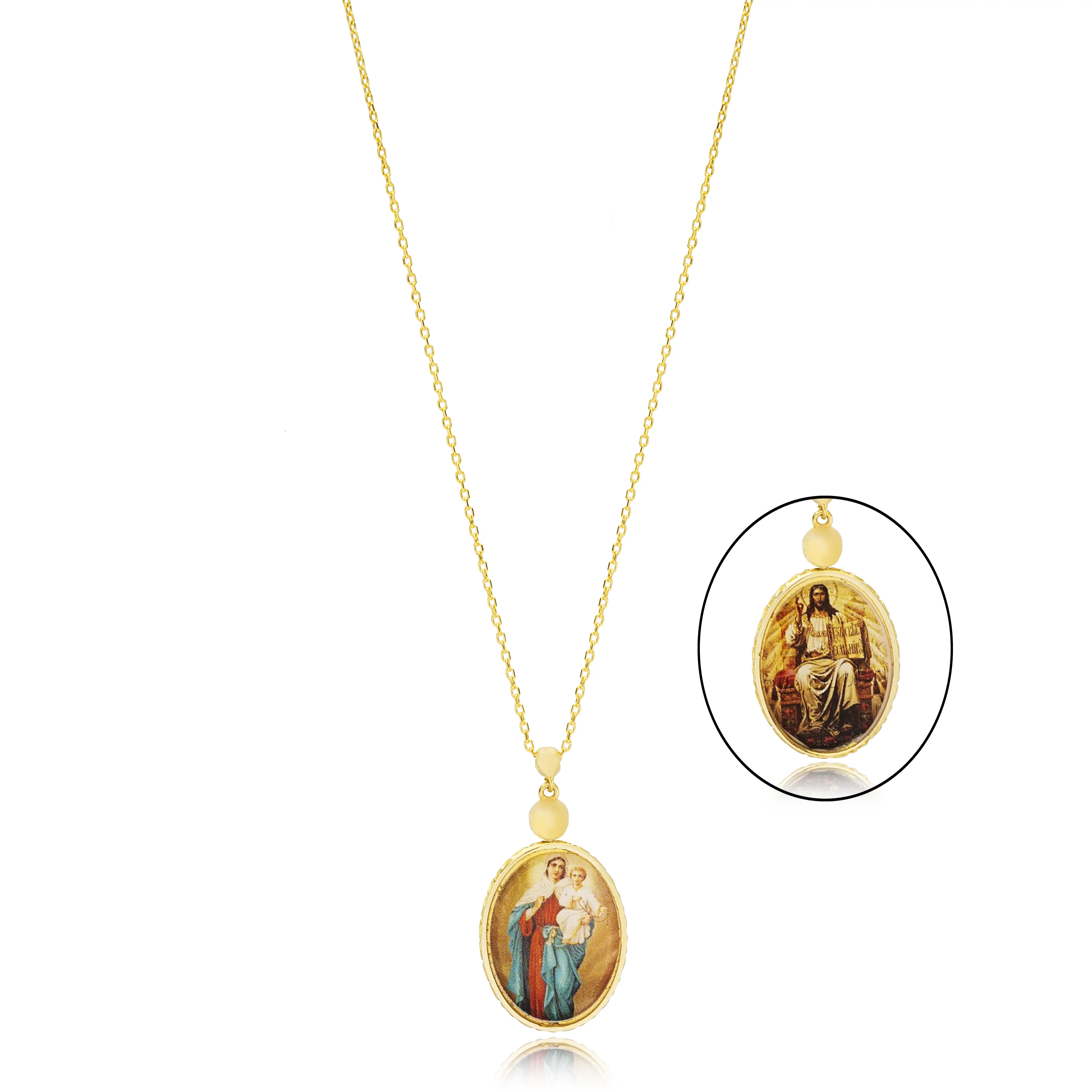 Design religioso gesù e madre maria collana con ciondolo a doppia faccia gioielli in argento Sterling 925 all'ingrosso