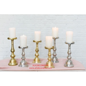 Mesa decorativa de aluminio y plata para boda, centro de mesa, candelabro, pilar para T, soporte de vela de Metal ligero, en venta - Product Image 4