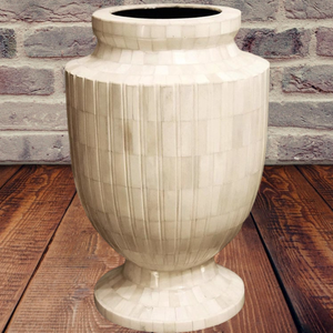 กระถางดอกไม้ฝังกระดูกรูปทรงกลมสีขาวกระถางต้นไม้สำหรับตกแต่งบ้านโรงแรมร้านอาหาร - Product Image 3