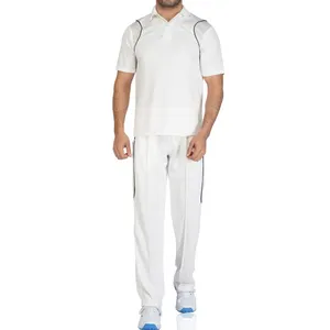 Uniformes de cricket personalizados, uniformes brancos de cricket de alta qualidade com logotipo da marca e nome da equipe