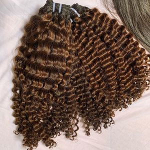 Extensiones de Cabello Humano Remy Vietnamita con Textura Rizada, Puntas Completas Teñidas, Rizos Largos Marrón Piano - Product Image 4