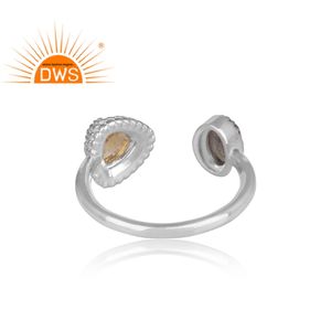 ลาบราดอไรต์ธรรมชาติและซิทรินพลอยแหวนเครื่องประดับผู้ค้าส่งปรับ925เงินสเตอร์ลิงแหวนเครื่องประดับเปิดผู้จัดจำหน่าย - Product Image 4