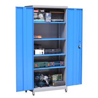 Armoire professionnelle robuste avec portes, 4 étagères, système de verrouillage à 2 points, 65 kg, revêtement en poudre électrostatique RAL7035 gris