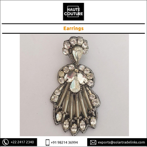 Party Wear Argent Cristaux Pierres En Forme De Paon À La Main Brodé À La Main Femmes Filles Porter Des Boucles D'oreilles - Product Image 6