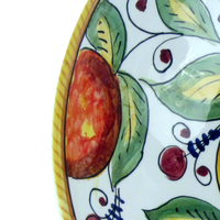 Bol rond en céramique de 30 cm / 11,8 pouces avec motif poire, pomme, citron et grenade, fait à la main en Italie