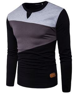 Camiseta de algodón informal de manga larga con cuello redondo para hombre, camiseta elegante de Color - Product Image 4