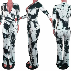 2021 femmes tricoté combinaisons et barboteuses col en v à manches longues imprimé géométrique décontracté hiver pull saut costume - Product Image 6