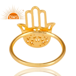 Handmade Hamas Design <b>Cocktail</b> <b>Ring</b> Jewelry Wholesaler 14k <b>Gold</b> Plated 925 Sterling Silver Hand Shaped <b>Cocktail</b> <b>Ring</b> - Product Image 3