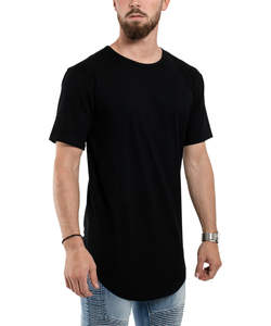 Longline <b>Curved</b> <b>Hem</b> <b>T</b>-<b>Shirt</b> With Scoop Neck Slim Muscle Fit Gym <b>T</b>-<b>Shirt</b> Screen Print Printed Pattern - Product Image 6