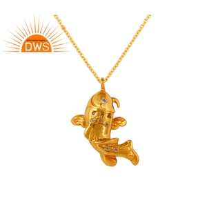 Pendentif Dolphin, collier avec chaîne en or 18 carats, plaqué or, en argent Sterling, vente en gros - Product Image 1