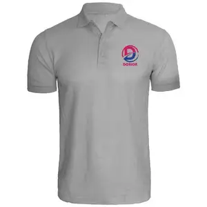 Camiseta de poliéster unissex de algodão, camiseta de polo lisa com seu logotipo da empresa