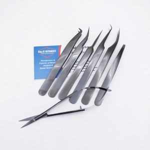 Pince à épiler pour extension de cils à pointe de fibre Ciseaux à ressort plasma noir avec pince à sourcils - Product Image 6