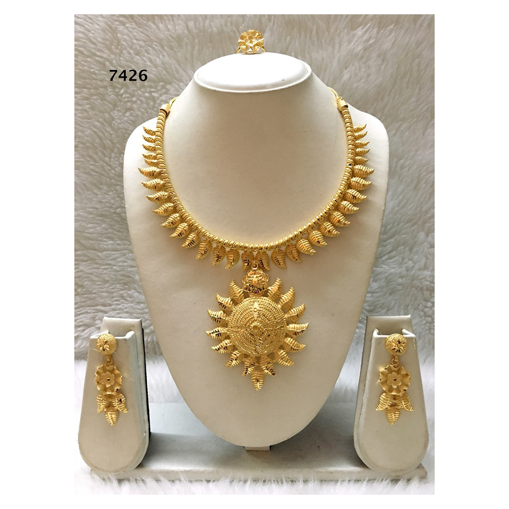 Golden Plated African Fashion Jewelry Set Big Chain Necklace for Weddings Parties Engagements Anniversaries Perfect Gift by ANSHUL AGRAWAL