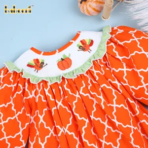 Оранжевое детское платье в виде индейки и тыквы, OEM ODM, оптовая продажа, платье для девочек-BB1914