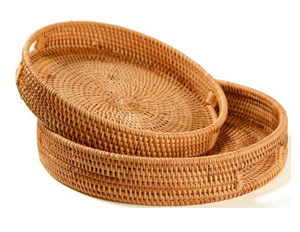 Plateau de rangement décoratif en rotin, panier de rangement écologique tissé à la main, livraison gratuite - Product Image 1