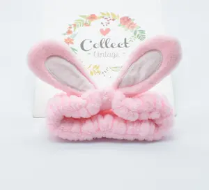 Girl lovely bunny ear elastic hair band diademas accessories new patch music sleep cute women makeup headband