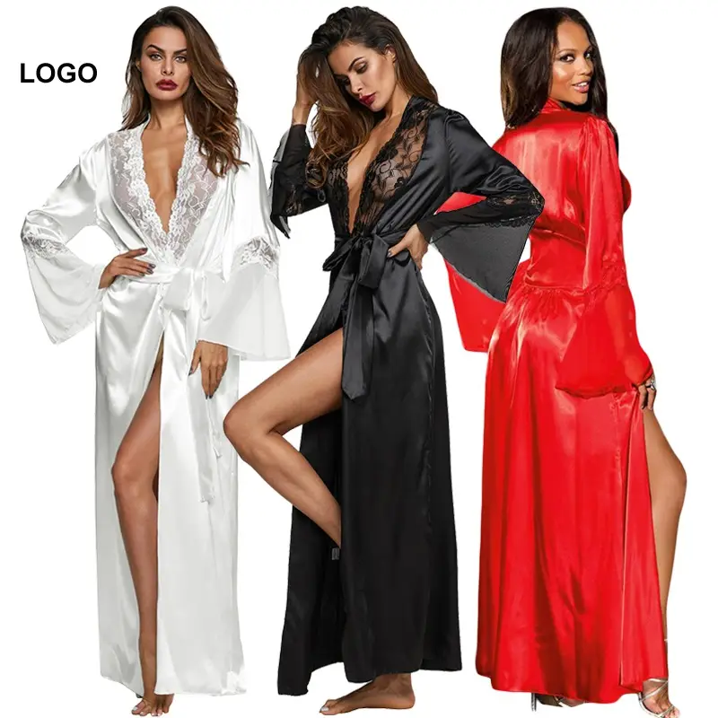 Pkko — robe de bain en soie longue pour femmes, vêtement de bain sexy, en dentelle, avec Logo personnalisé, pour la saint valentin, vente en gros, nouvelle collection 2022
