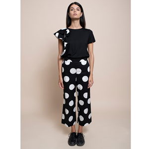 Pantalones gaucho italianos SM de la mejor calidad con bolsillos franceses, cintura elástica en la parte trasera, grandes lunares. Para el día de hoy - Product Image 3