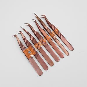 แหนบต่อขนตาแบบปลายสแตนเลสสีโรสโกลด์ที่ทนทานสำหรับขนตาปลอมโลโก้ตามสั่ง - Product Image 1