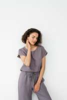 Baju Tidur Wanita Linen India, Baju Tidur Wanita Longgar Lengan Panjang, Baju Tidur Linen Panjang Set Pendek 100%