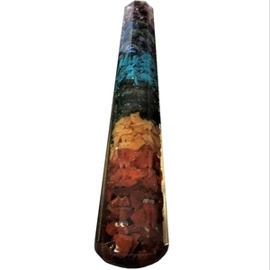 Sept Chakra Obélisque Point Baguette Gemme Orgone Agate Sculpté Reiki Charme de Guérison Spirituelle dans le Style Feng Shui - Product Image 1