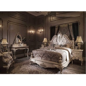 Impresionante conjunto de muebles de dormitorio tallados a mano, muebles de dormitorio de fantasía real, lo último en talla de corona real, muebles de dormitorio únicos - Product Image 1