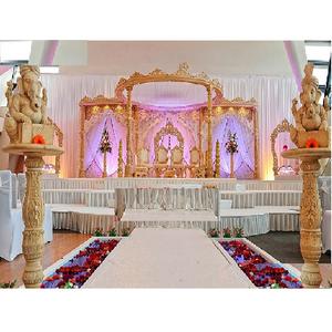 Fabricante de Mandaps de Madera Tallada para Bodas, Mandap Tradicional Asiático para Bodas, Mandap de Madera con Tema Dorado para Bodas en Canadá - Product Image 1