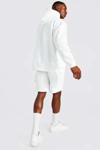 Chándal de algodón informal para hombre, ropa deportiva de verano para correr con pantalones cortos tejidos, chándal liso de verano, venta al por mayor - Product Image 5