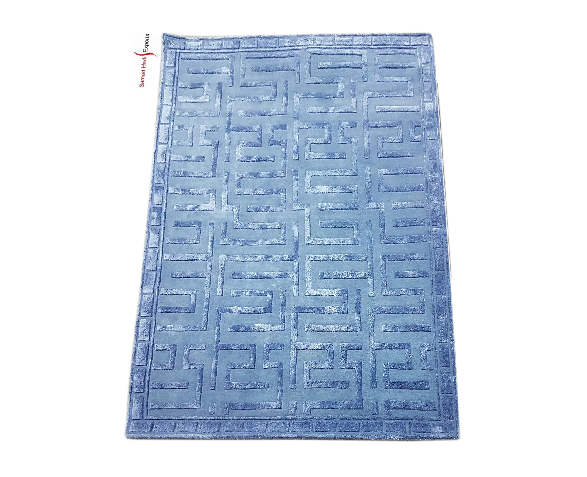 Màu Xanh cao thấp đống Tay Chần len LụA Thêu Tay chần Thảm hiện đại hình chữ nhật vải cotton sơ sinh/lưới nhựa cao cấp