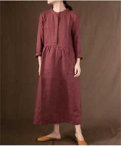 2021 femmes Style bohème Satin lin motif fleuri boutonné à manches longues décontracté coupe ample genou longueur fermeture éclair taille naturelle - Product Image 2