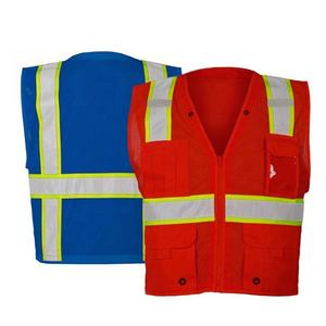 Chaleco DE SEGURIDAD DE MALLA reflectante de alta visibilidad hecho a medida con bolsillos impermeables para construcción de carreteras y seguridad - Product Image 1