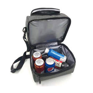 Sac à déjeuner isotherme double couche imperméable pour l'extérieur avec poignée, motif géométrique, en polyester et feuille d'aluminium - Product Image 1