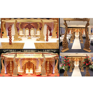 Mandap de mariage esthétique et moderne, sculpté, en bois léger, avec taille et couleur personnalisables, décoration de style grand paon, Canada - Product Image 1