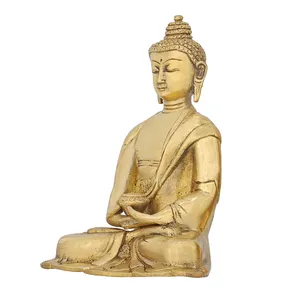 Deyan Mudra Buddhist brass Sculpture with shiny polish buddha statue for Jian religious temple and Home decoration