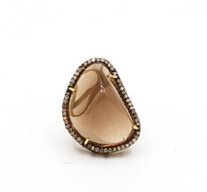 Cabochon Smoky <b>Quartz</b> Diamond Gemstone 925 Solid Sterling Silver Rose Gold Plated for Certified Trendy Handmade <b>Ring</b> Jewelry - Product Image 5