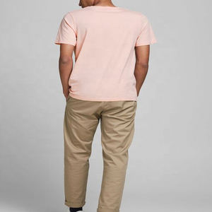 T-shirt rose clair à manches courtes et col rond pour hommes, broderie personnalisée, impression, logo, vente en gros à bas prix, motif uni en coton et jersey - Product Image 4